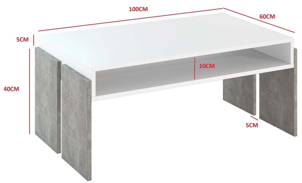 Konferenčný stolík Ramea (dub platinum grange + čierna). Vlastná spoľahlivá doprava až k Vám domov. 1055236