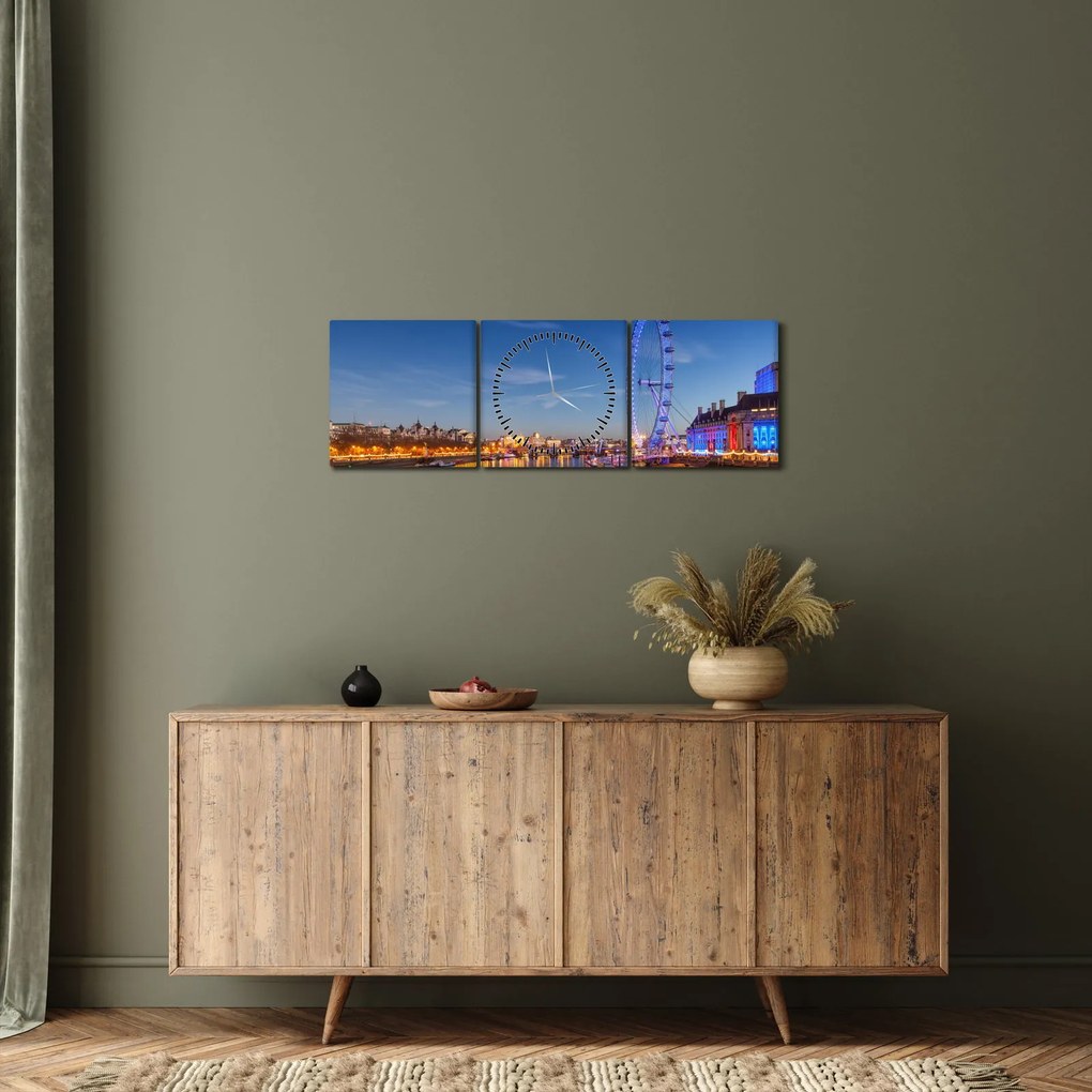 Obraz London Eye (s hodinami) (90x30 cm)