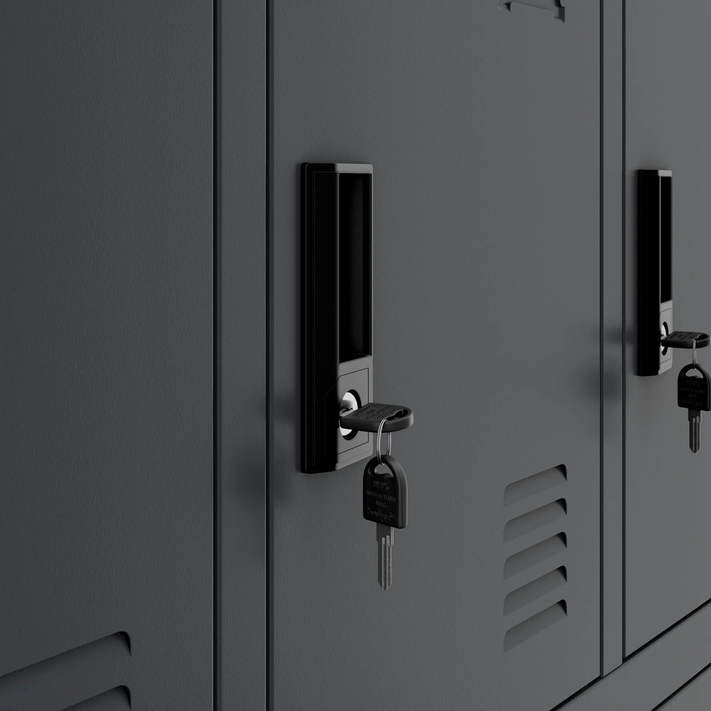 Kovová BHP desiatová skrinka MARCIN, 900 x 1850 x 400 mm, antracitová