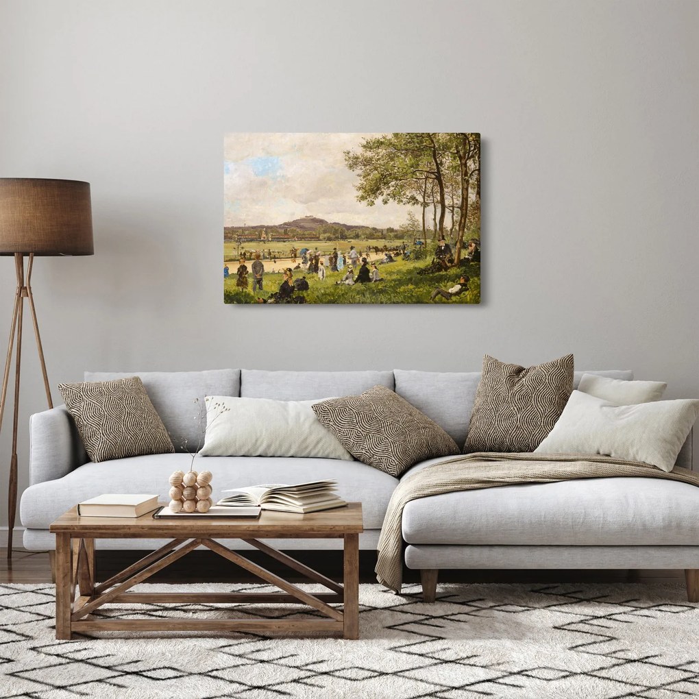 Obraz - French 19th Century, Race Course at Longchamps, reprodukcia (90x60 cm)