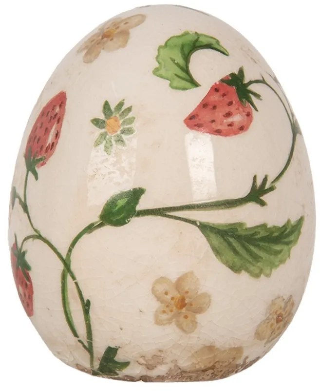 Keramické dekoračné vajíčko s jahôdkami Wild Strawberries S - Ø 7*9 cm
