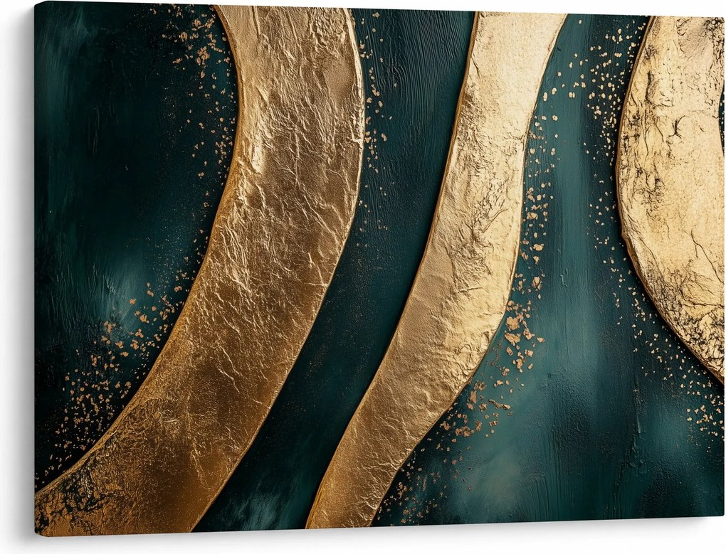 Obraz - Zelená abstrakcia so zlatom I. (70x50 cm)
