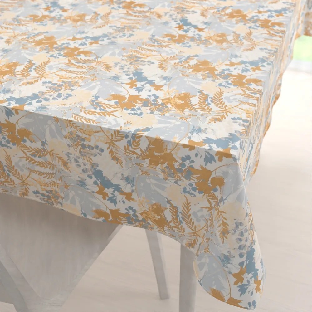 Biante Zamatový obdĺžnikový obrus Tamara TMR-043 Hnedo-modré designové rastliny 130x220 cm