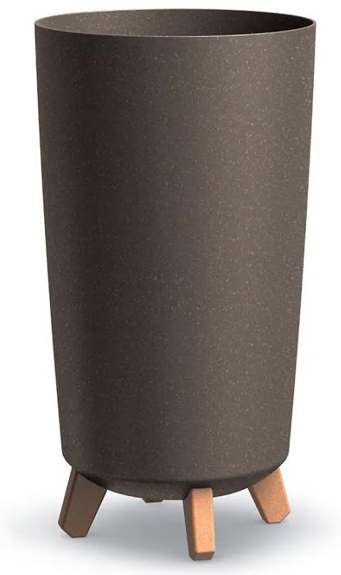 Kvetináč GRACIA TUBUS SLIM ECO WOOD kávový 23,9 cm