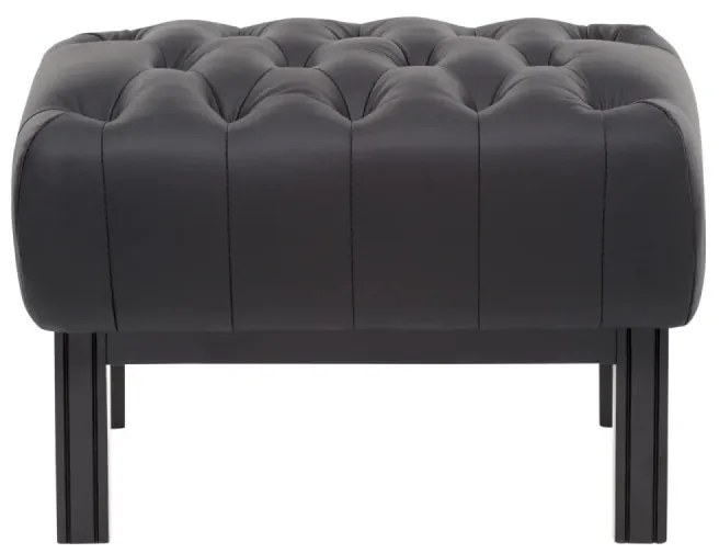 furniture-nabytek.cz - Masívny taburet Chesterfield Kingsfield z pravej kože, čierny – 61×46×43 cm
