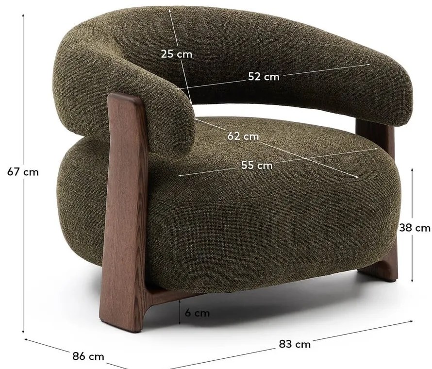 Zelené ženilkové kreslo Granite – Kave Home