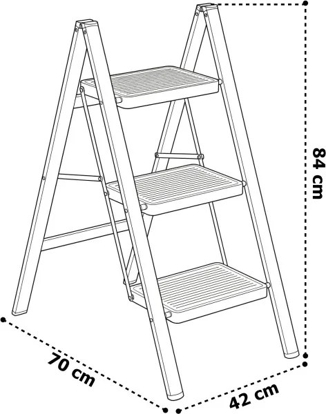 Skladacie schodíky EASYSTEP 3-stupňové biele
