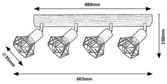 Rabalux 3140 - Bodové svietidlo ZEUS 4xE14/40W/230V dub