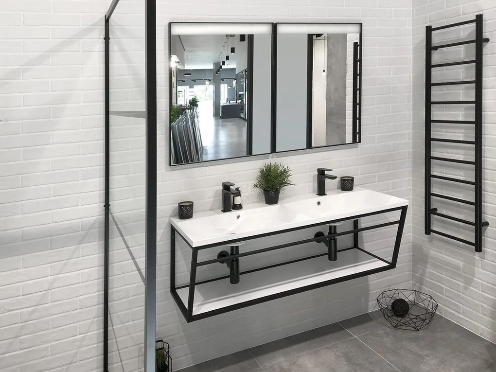 Sapho Sapho, SKA konzola pod umývadlo so zásuvkou 750x850x460mm, čierna mat/biela lesk, SKA602