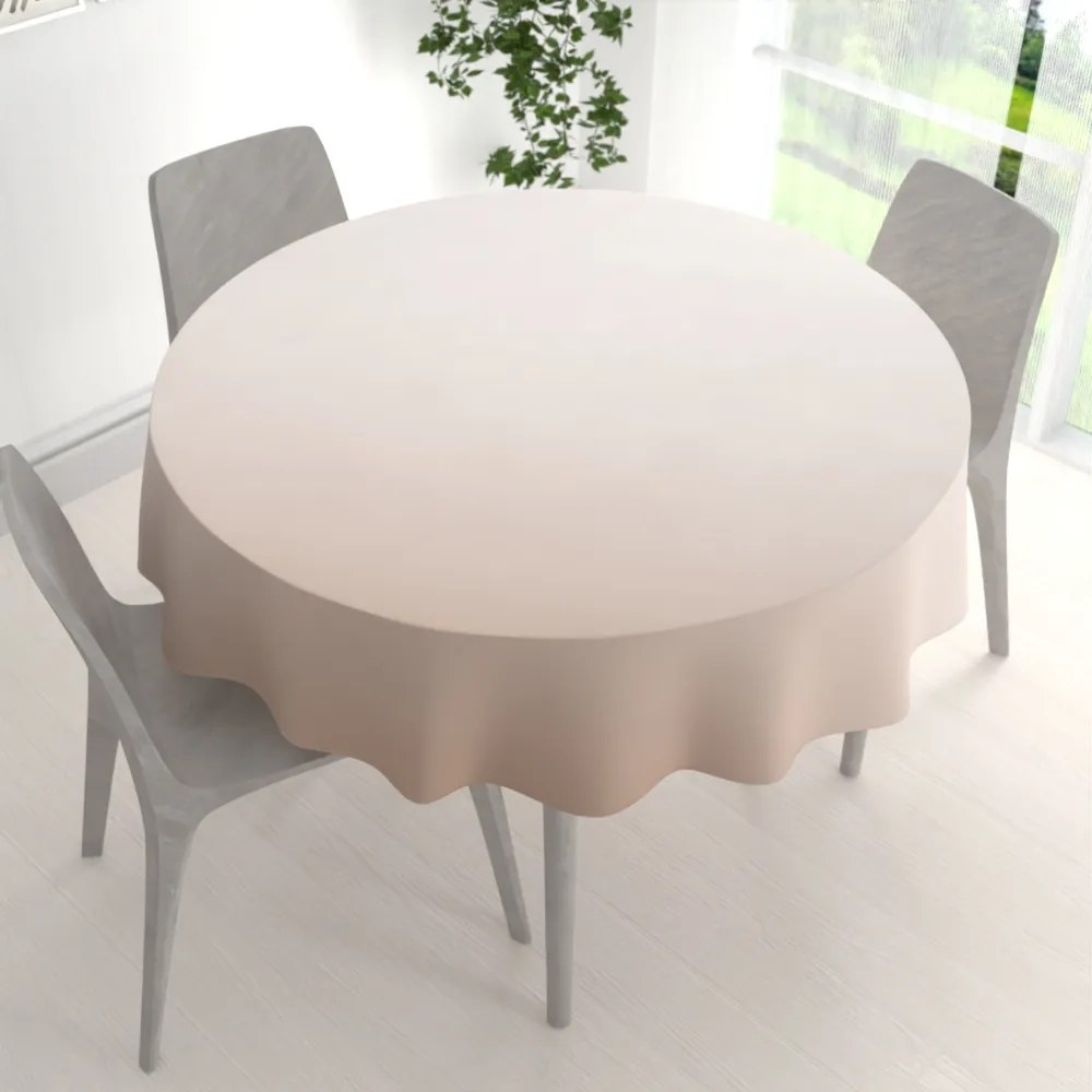 Biante Teflónový okrúhly obrus TF-096 Púdrovo béžový bez vzoru Ø 60 cm