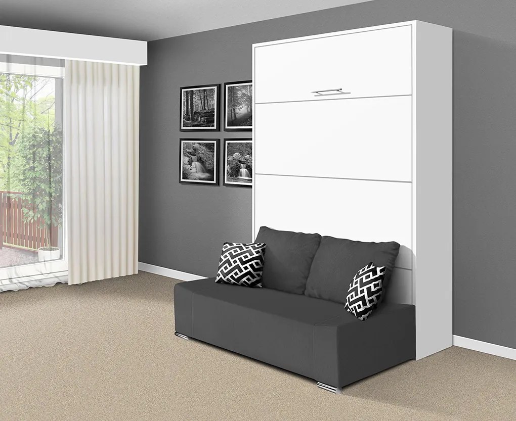 Nabytekmorava Sklápacia posteľ s pohovkou VS 21058P 200x140 farba pohovky: Červená, Typ farebného prevedenia: Antracit / dvere biele LESK