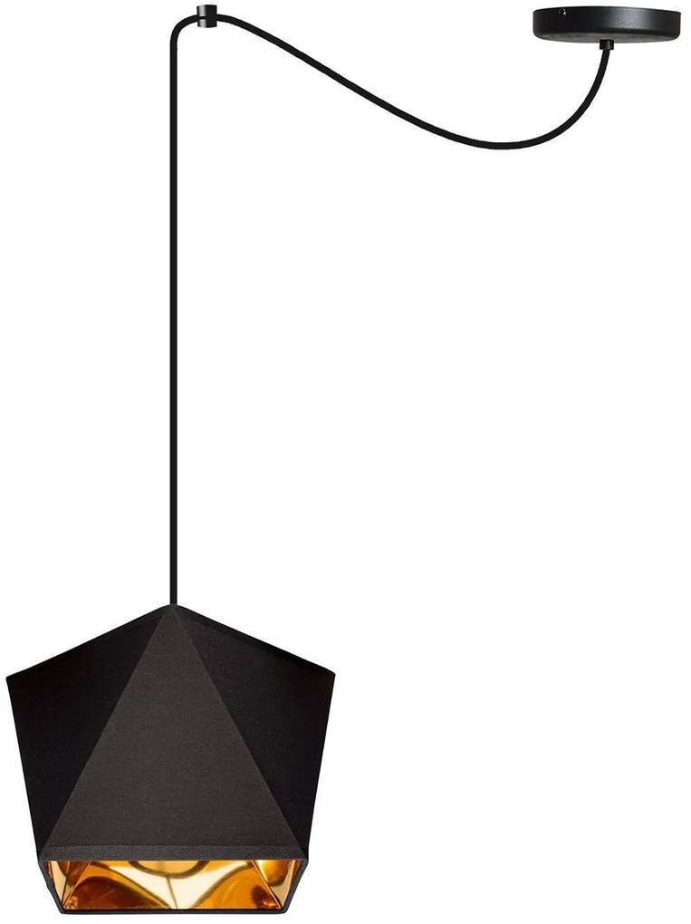 Závesné svietidlo Diamond Gold Spider, 1x čierne/zlaté textilné tienidlo