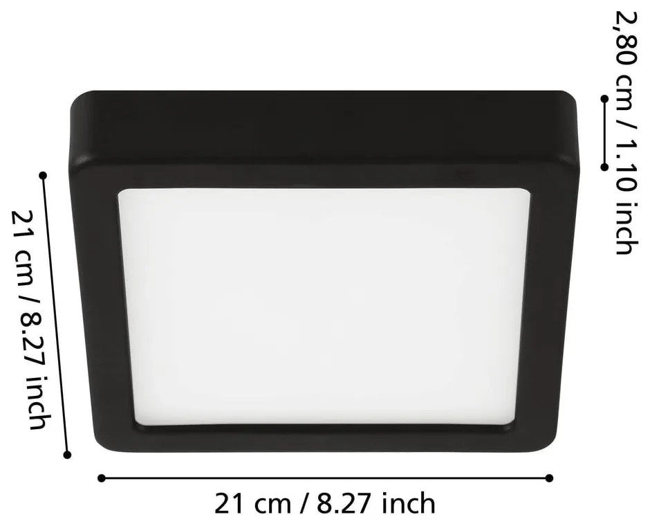 Čierne LED stropné svietidlo 21x21 cm FUEVA 5 – EGLO
