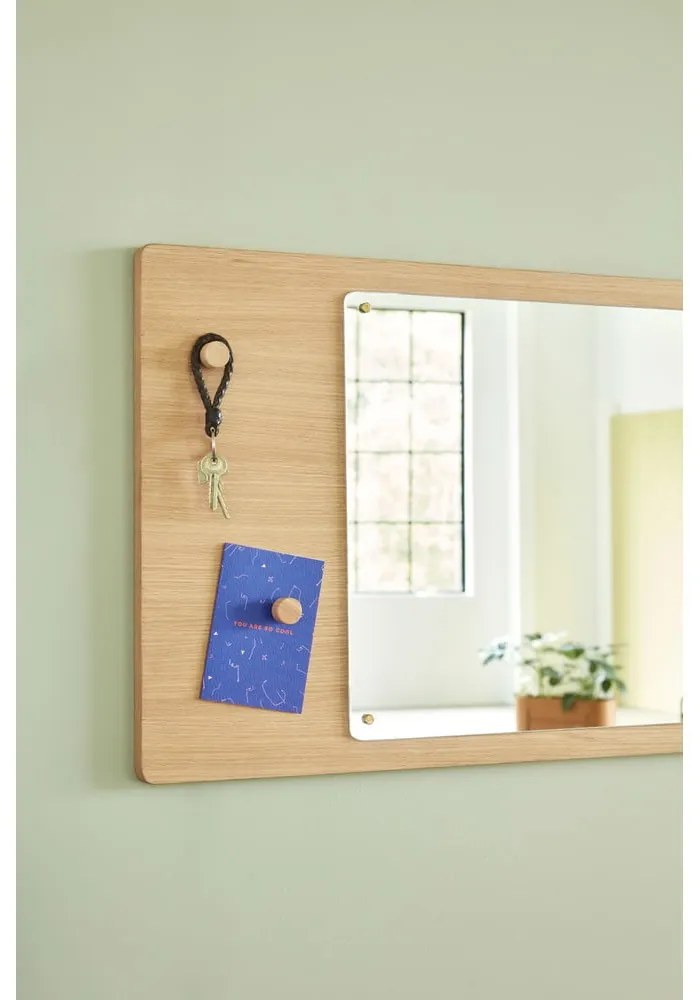 Nástenné zrkadlo s dreveným rámom 80x50 cm Split - Hübsch