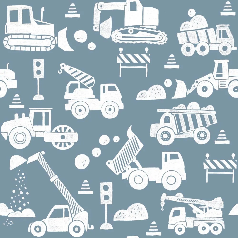 Tapeta stavebnej hry modrá 280x100 cm