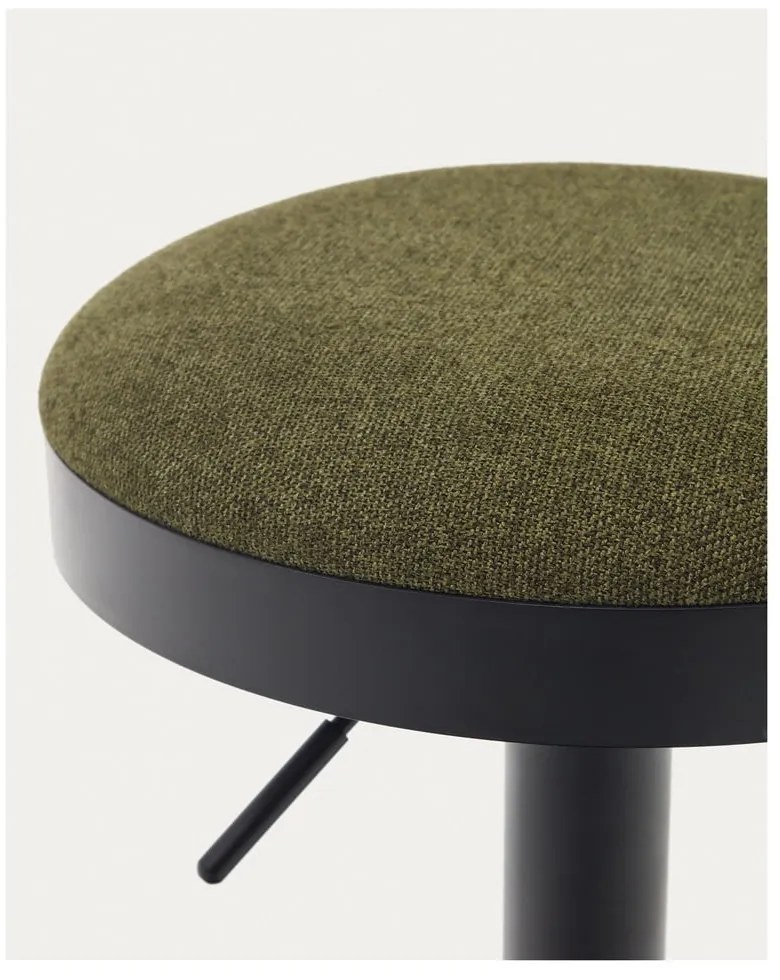 Tmavozelené čalúnené barové stoličky v súprave s nastaviteľnou výškou 2 ks (výška sedadla 53,5 cm) Zaib – Kave Home