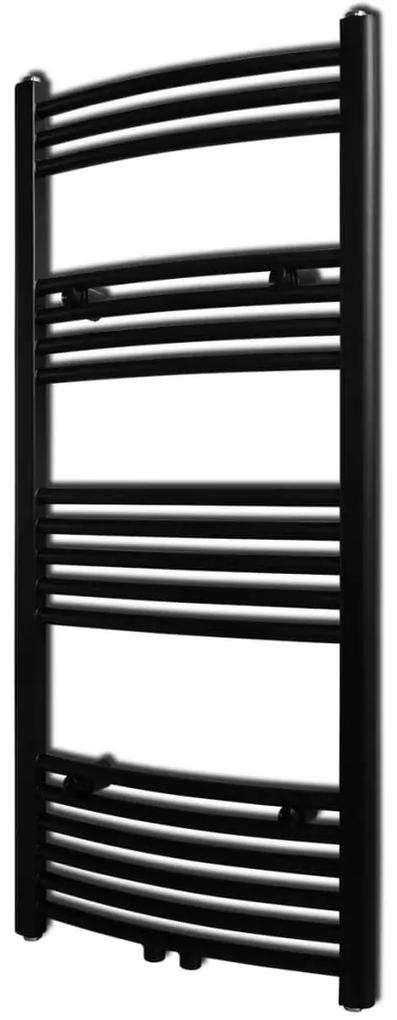 vidaXL Čierny rebríkový radiátor na centrálne vykurovanie, zaoblený 500 x 1160 mm