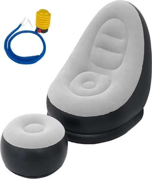 Nafukovacie relaxačné kreslo s podnožkou šedé