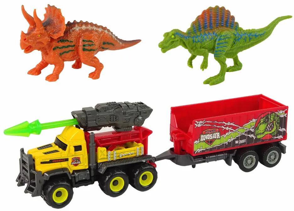 Lean Toys Terénne auto s prívesom – 2ks. Dinosaurov