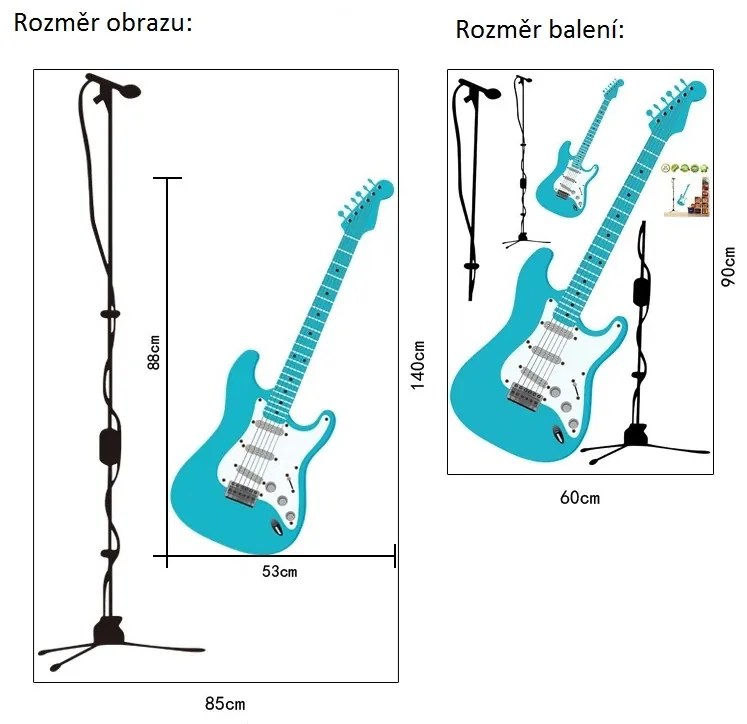 Veselá Stena Samolepka na stenu na stenu Elektrická gitara