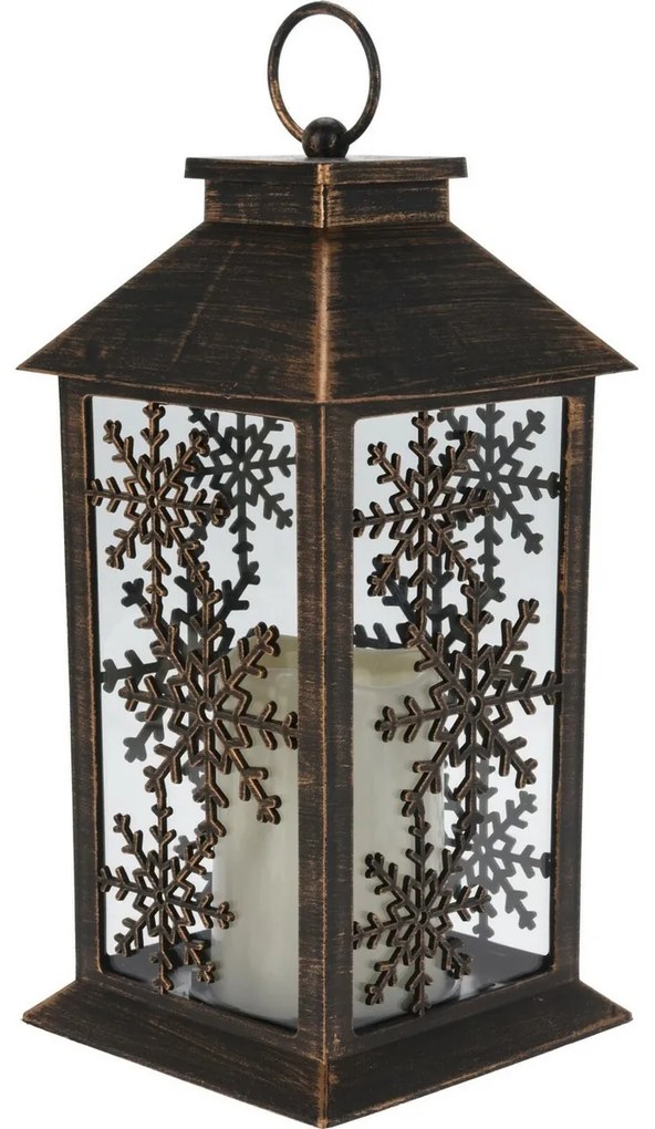 Lampáš s LED sviečkou Trifle Snowflake čierna, 14 x 28 cm