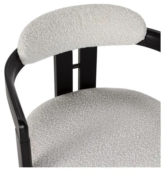 Biele/čierne čalúnené jedálenské kreslá v súprave s podrúčkami 2 ks Eiden – MOME