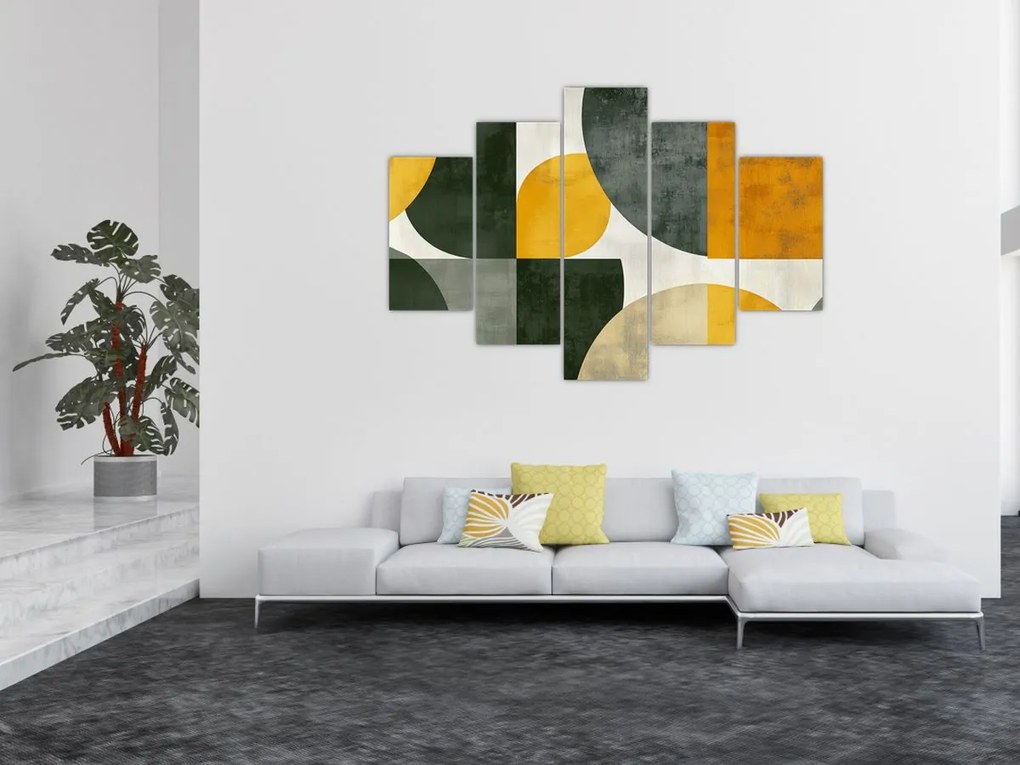 Obraz - Abstrakcia v olivovej farbe (150x105 cm)