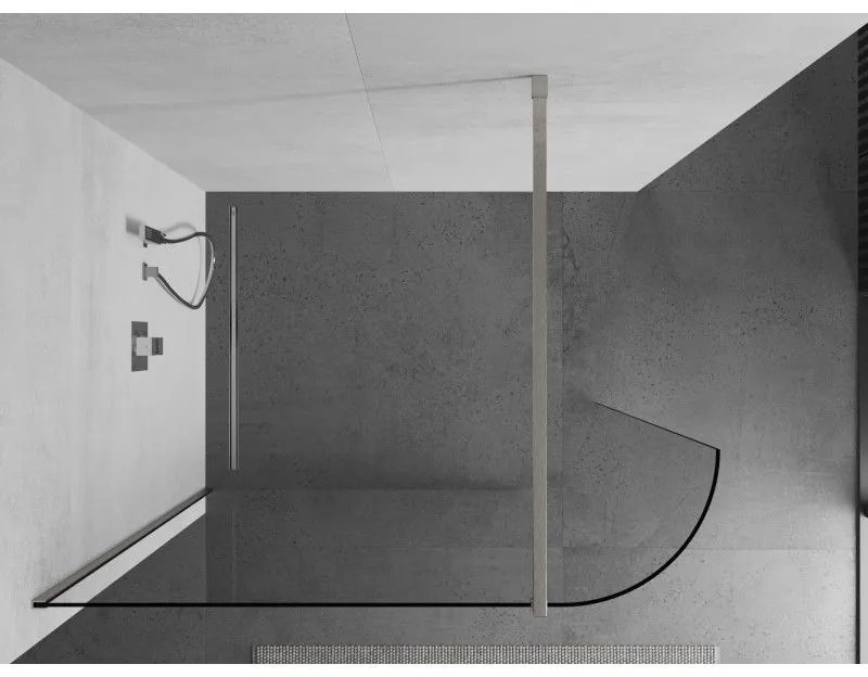 Mexen Kioto, sprchová zástena Walk-In 150 x 200 cm, 8mm číre sklo, brúsená oceľ profil, 800-150-101-97-06