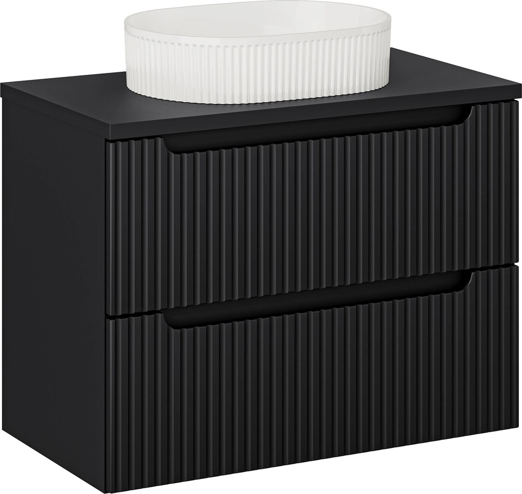 Comad Kúpeľňová skrinka s doskovým umývadlom SET-NOB B BLACK 80 čierna mat