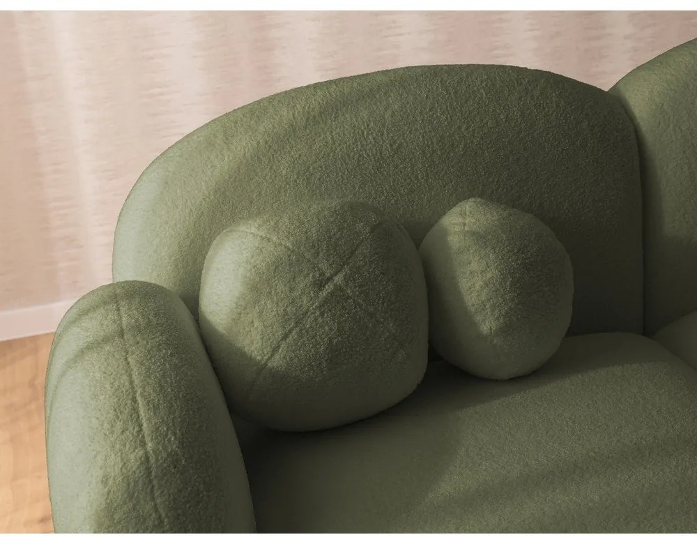 Zelená rohová pohovka z textílie buklé (ľavý roh/s leňoškou) Orbit – Ropez