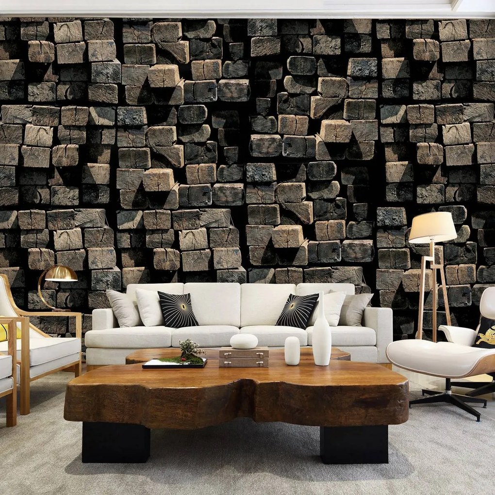 Fototapeta - Hromada drevených nosníkov (152,5x104 cm)