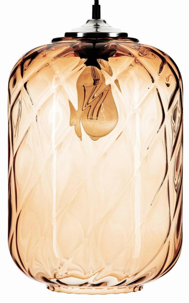 Závesná lampa Tezeusz sklo, svetlohnedá Ø 24 cm