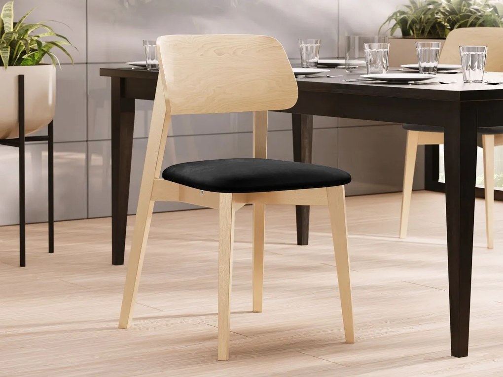 Čalúnená jedálenská stolička KT63, Dostupné poťahy: Magic Velvet 2250, Farby: czarny