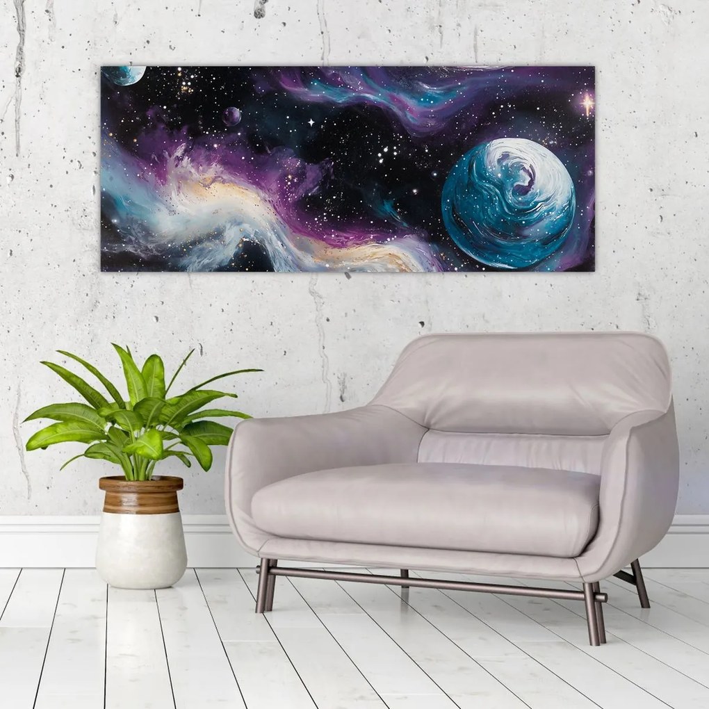 Obraz - Maľovaný vesmír (120x50 cm)