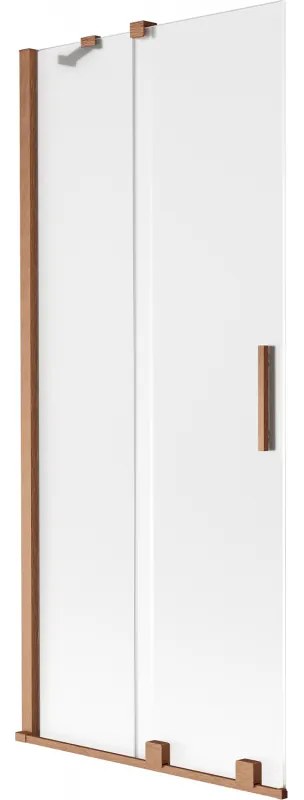 Mexen Velar, 2-krídlová posuvná vaňová zástena 80 x 150 cm, 8mm sklo námraza, medená matná, 896-080-000-31-65