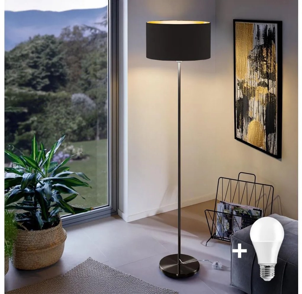 LED stojacia lampa TUNJA 1xE27/20W/230V, priemer 38 cm, čierna