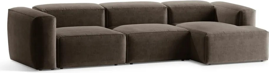 Hnedá rohová pohovka (pravý roh/s leňoškou) Bergamo – Cosmopolitan Design