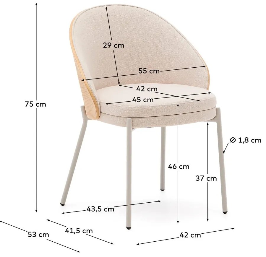 Krémová/v prírodnej farbe jedálenská stolička Eamy – Kave Home