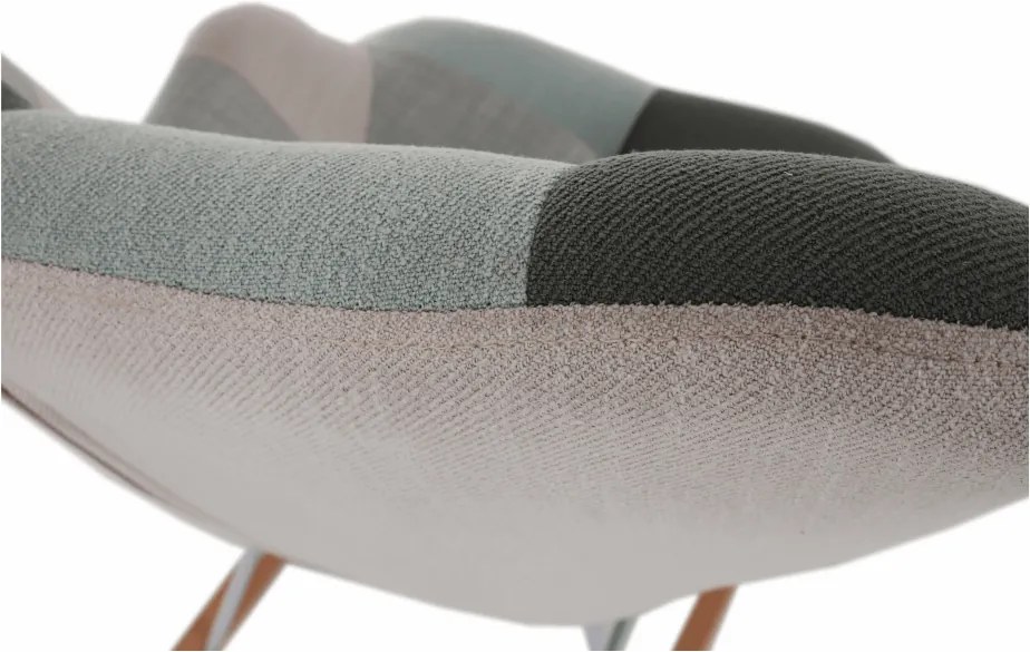 Hojdacie kreslo Geron - zelenobiely patchwork / biela / buk