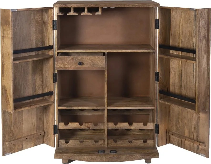 Vinotéka z mangového dreva v prírodnej farbe počet fliaš 12, 74x122x46 cm Bombay – Interia Home &amp; Living