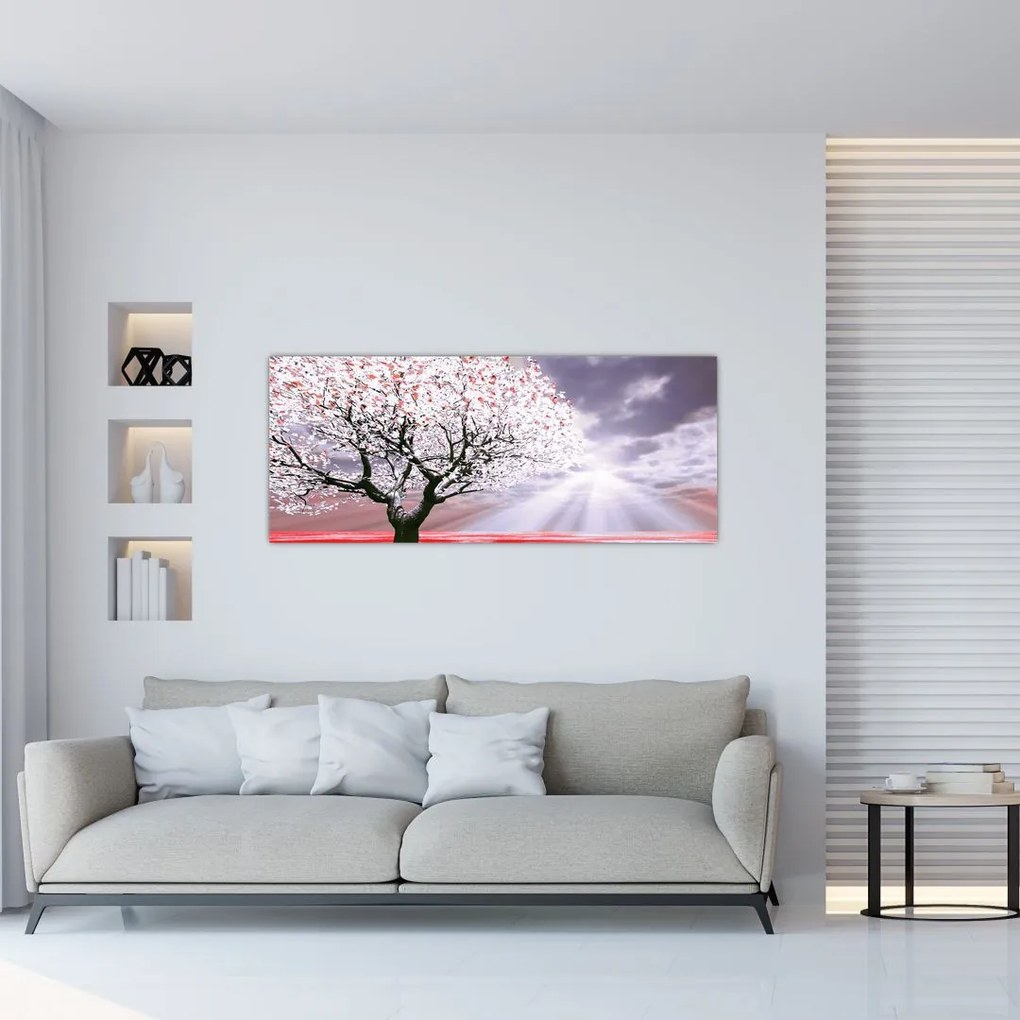 Červený obraz stromu (120x50 cm)