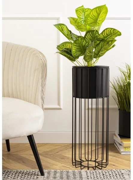 Kovový kvetináč LOFT 55x20 cm čierna