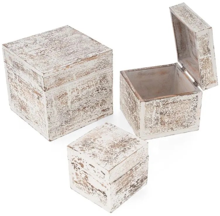 Garthen 73017 Sada drevených vintage boxov, biele