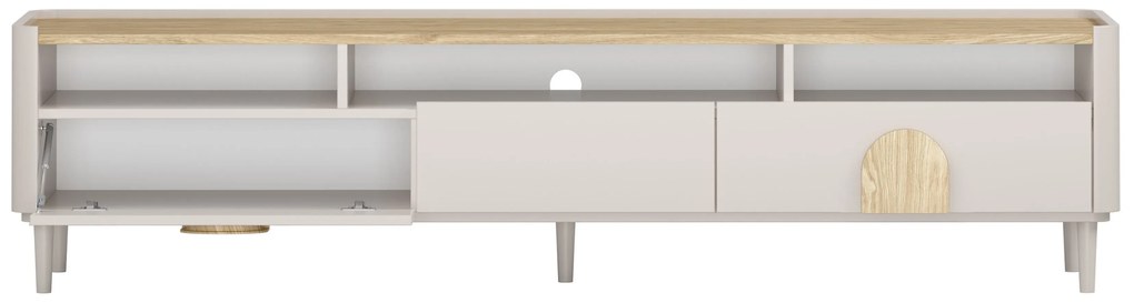 TV stolík Amilio 200 cm na nožičkách - kašmírová / dub olejovaný / dub svetlý