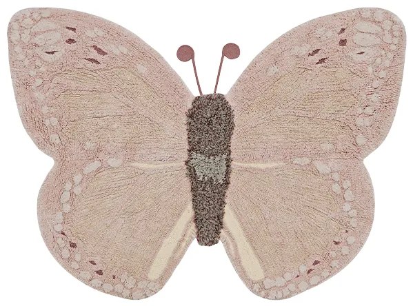 Svetloružovo-béžový prateľný ručne tkaný bavlnený detský koberec 90x120 cm Baby Butterfly – Lorena Canals