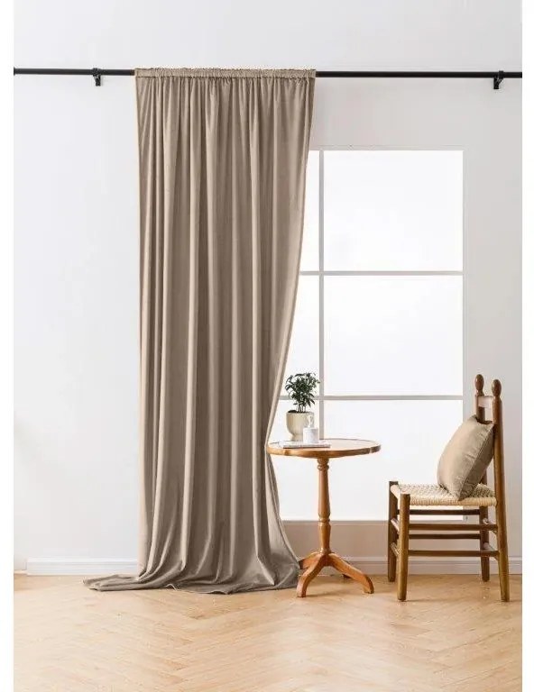 Svetlohnedý zatemňovací záves VELVET 140x250 cm Zavesenie: Kovové krúžky