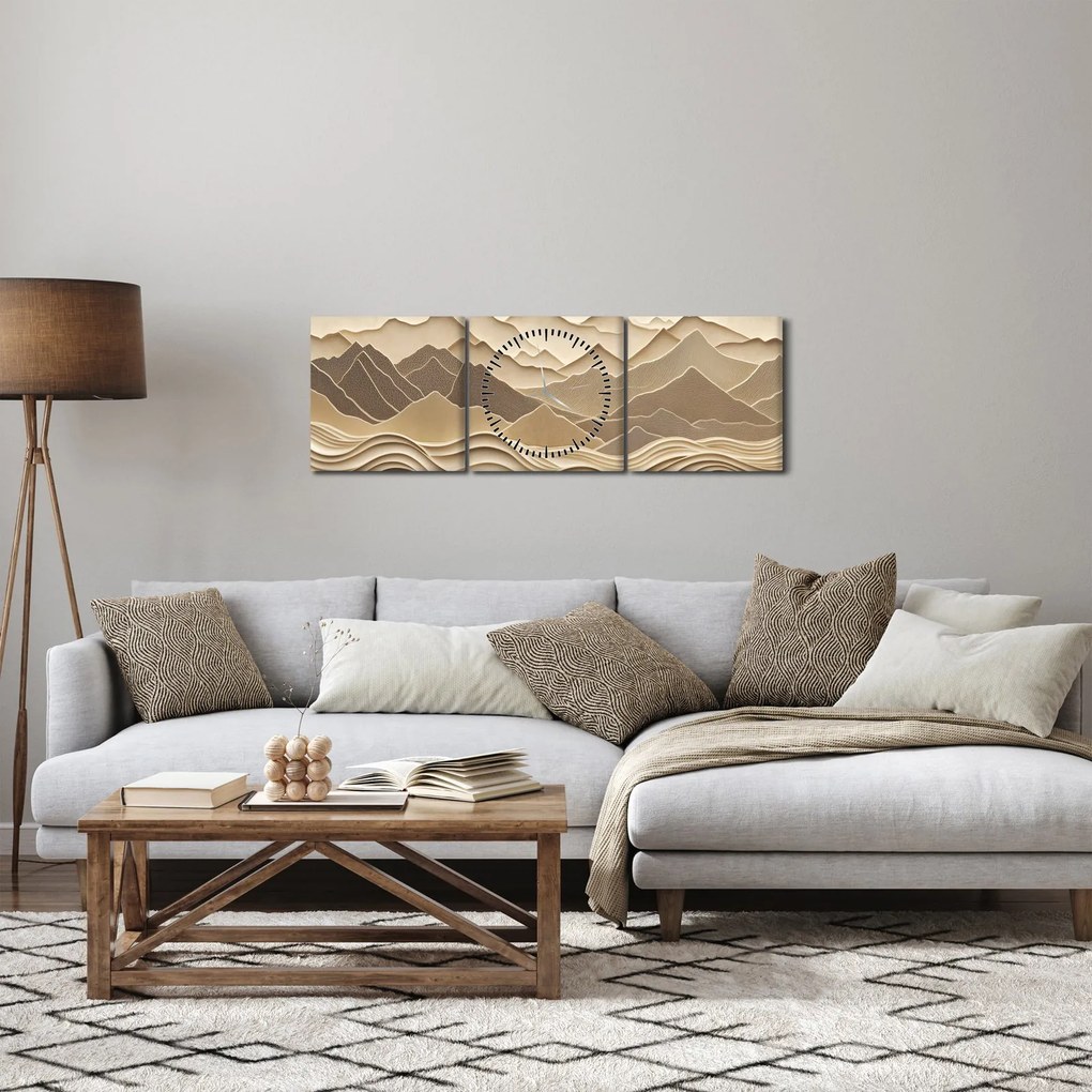 Obraz - 3D línia hôr (s hodinami) (90x30 cm)