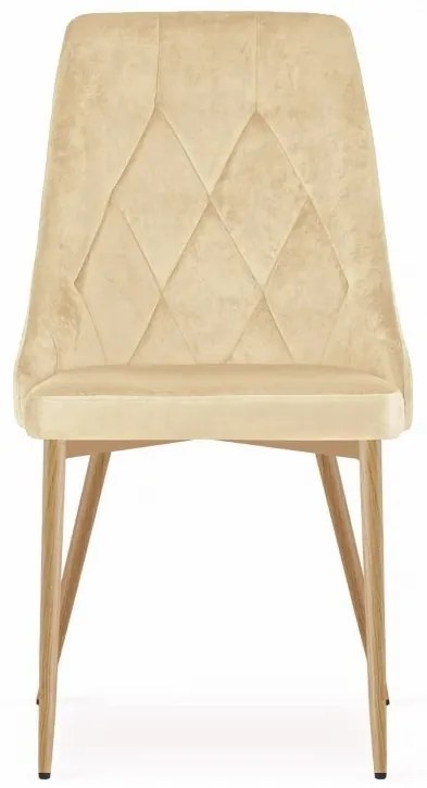 Set 4 stoličiek IMOLA - svetlý béžový zamat / nohy vo farbe dreva