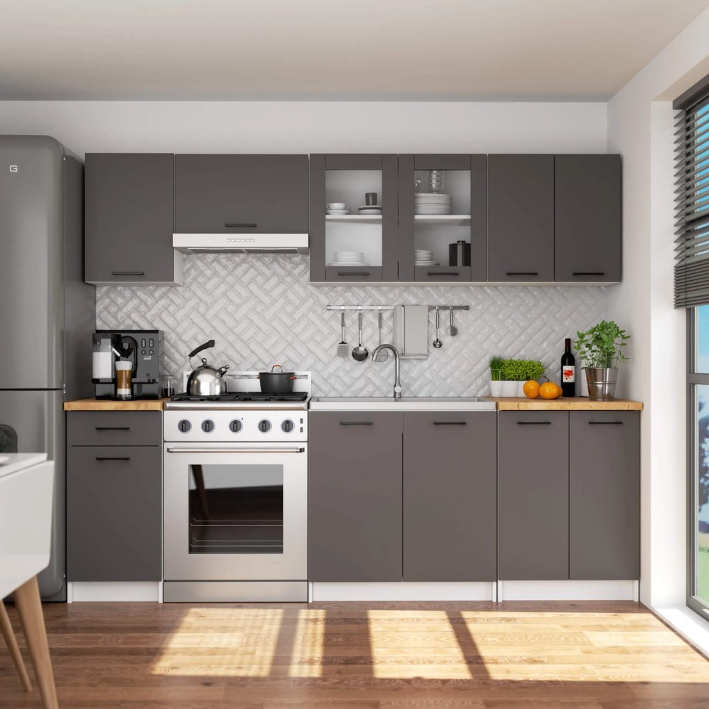 Závesná kuchynská skrinka OLIVIE W 80x58 cm biela mat/grafitovo šedá