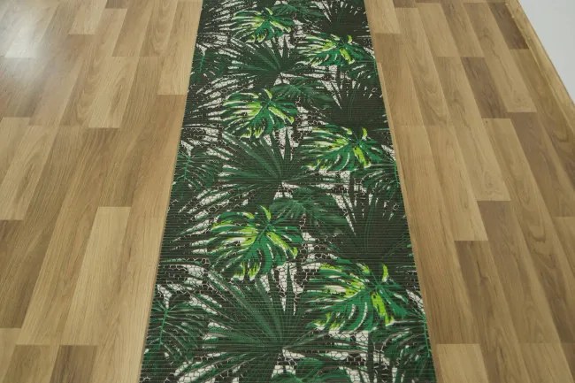 Kúpelňová penová rohož Softy-tex Monstera zelená / čierna